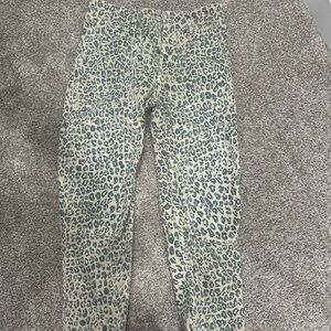 Anthropologie Leopard Print Skinny Jeans - Cream and Gray